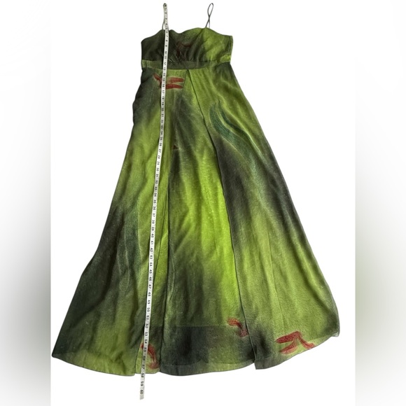 Brazil Boutique Green Ombre Maxi Dress Fairy Mermaid Y2K Silk Look Strappy G L - Picture 11 of 15